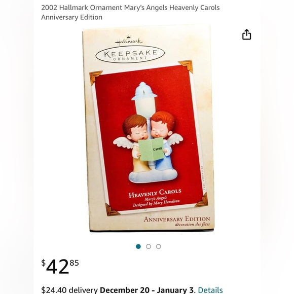 ⭐️NWT! Hallmark Ornament Mary’s Angels Heavenly Carols Anniversary Edition - Picture 2 of 3